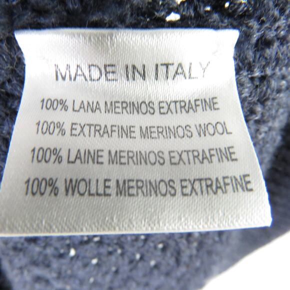 NINO COLOMBO Italy Merino Wool Knit Sweater Navy Blue Small Designer - Picture 5 of 5